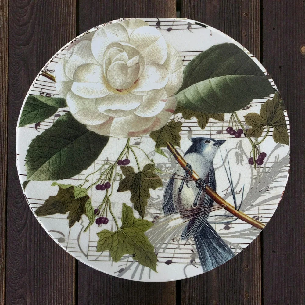 NEW Vintage Y2K Pottery Barn Christmas Songbird Floral Set 4 8.25
